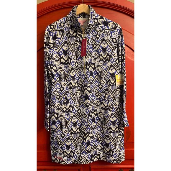 NWT Lilly Pulitzer Small UPF 50+ Skipper Popover Dress Beckon Blue Oh My Cod - Picture 1 of 5